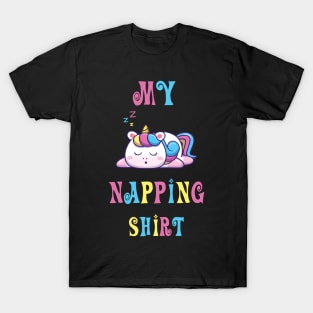 napping shirt for girls wtih cute sleeping unicorn T-Shirt